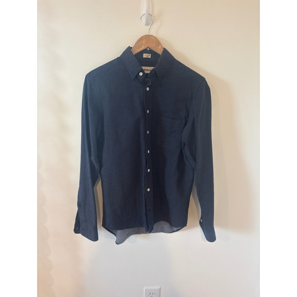 Taylor Stitch Mens Navy White Polka‎ Dot Button Down Shirt Size 38